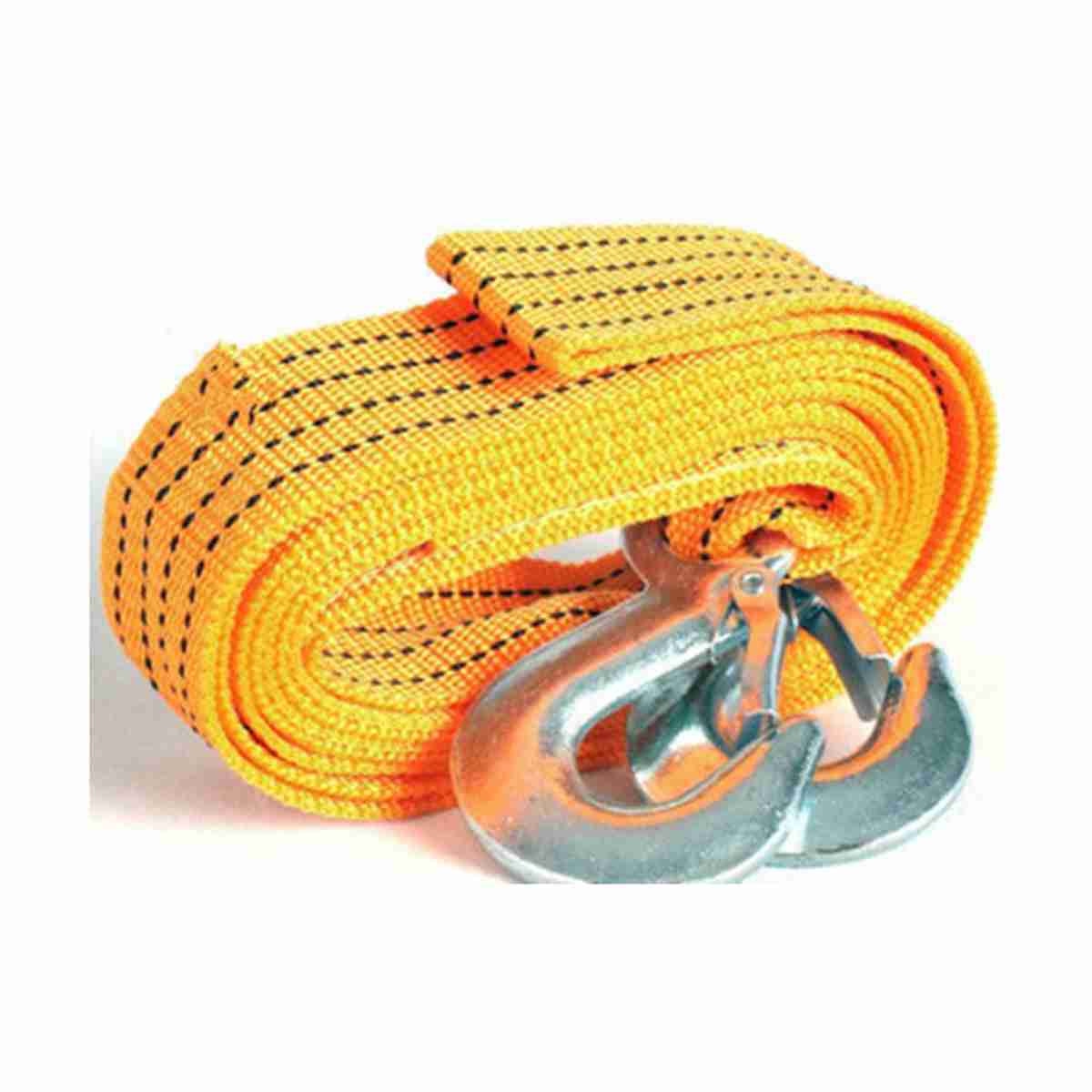 Towing Pull Strap Rope with Hooks Nylon Car Tow Cable Yellow 3 Ton - Thumbnail 2