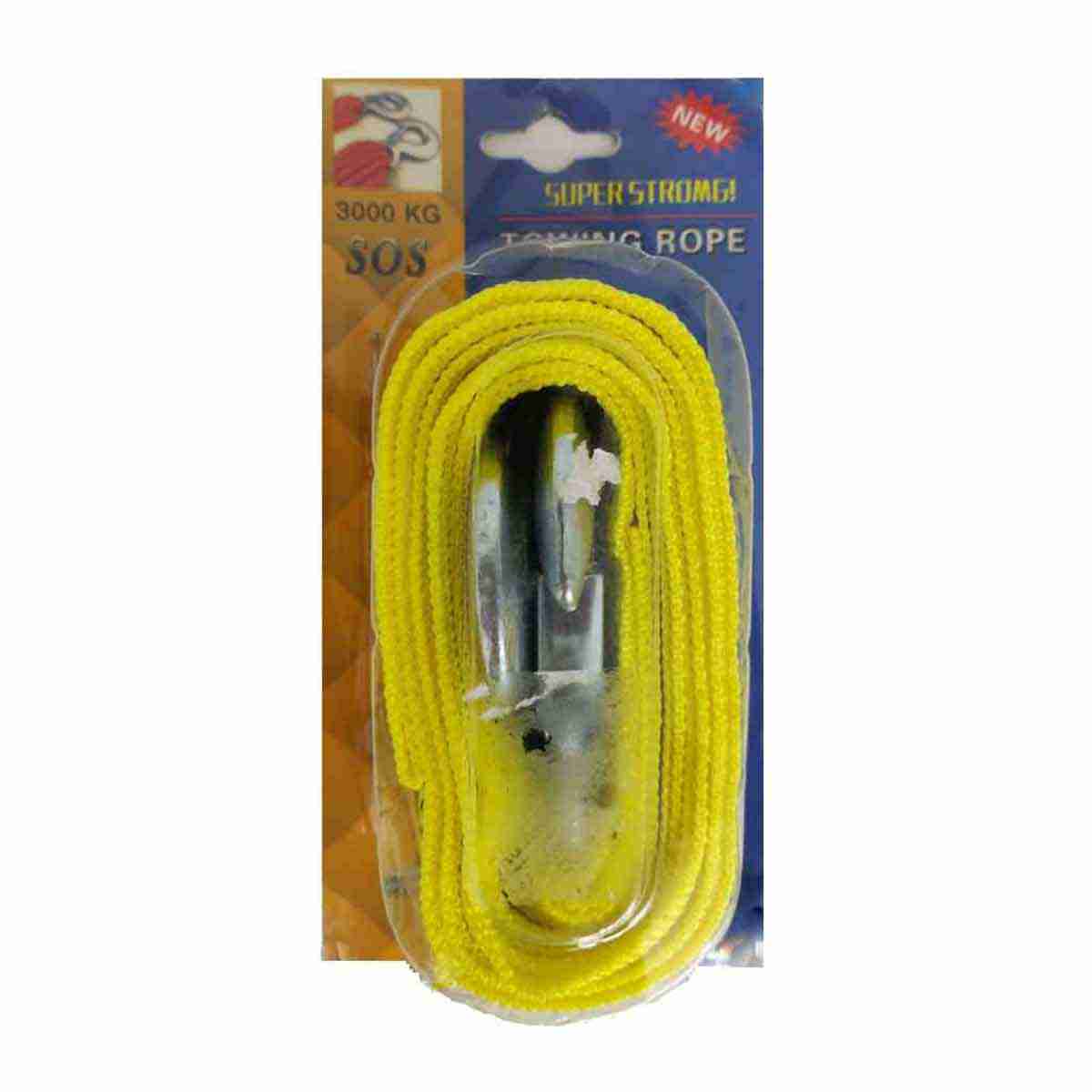 Towing Pull Strap Rope with Hooks Nylon Car Tow Cable Yellow 3 Ton - Thumbnail 3