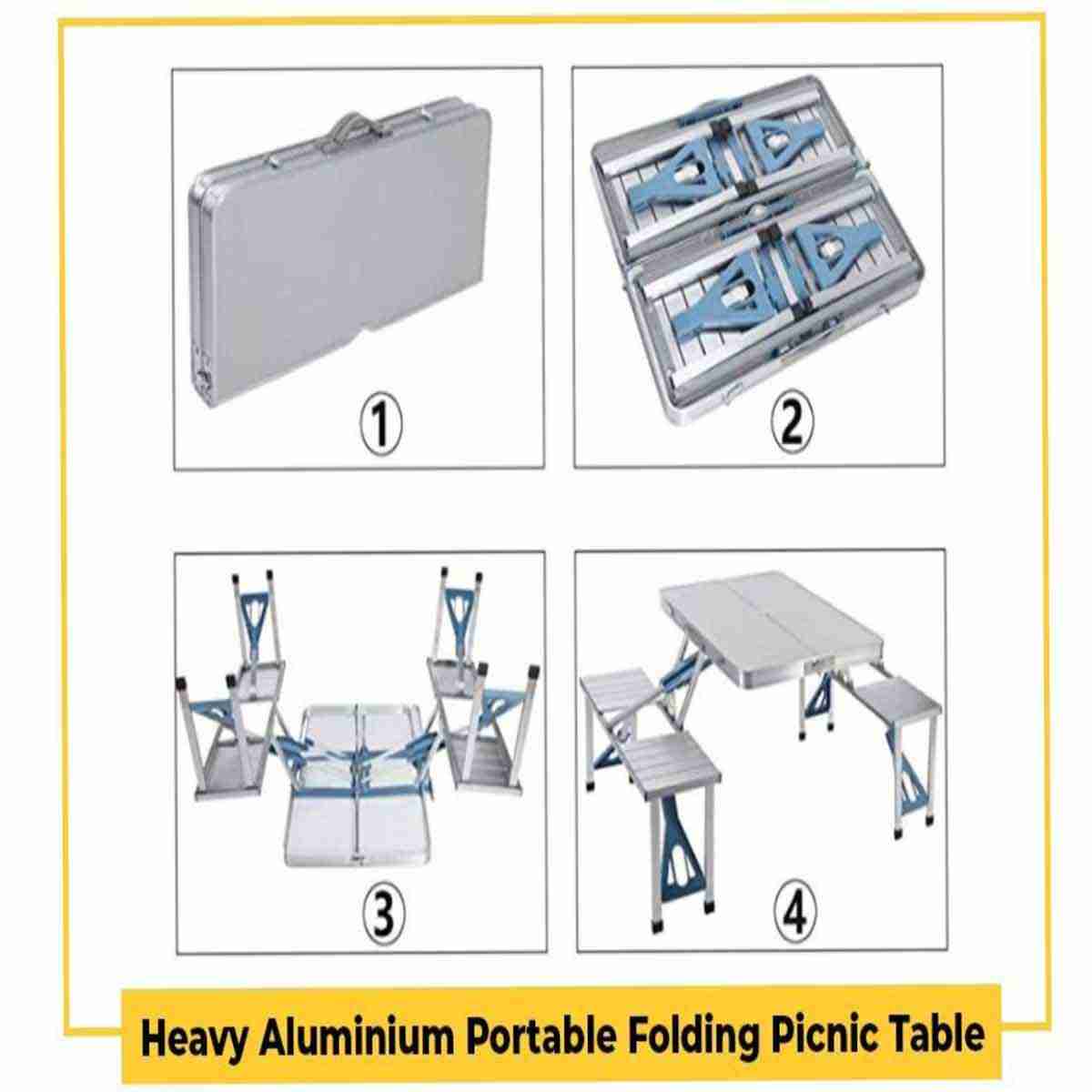 Heavy Aluminum Portable Folding Picnic Table - Image 1