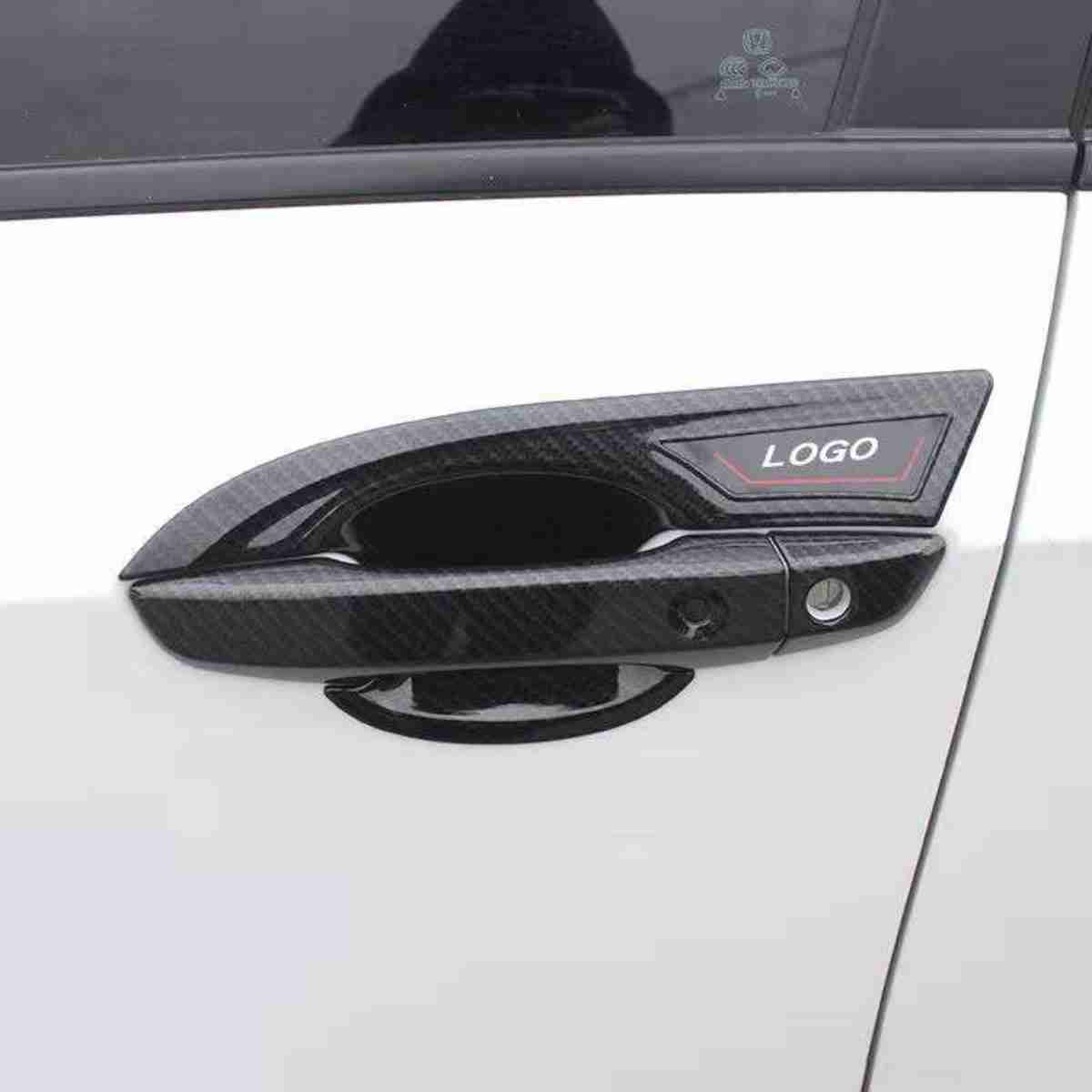 Car carbon fiber Door Handle Bowl Frame Cover Trim For Honda Civic 2016 to 2019 with logo - Image 1
