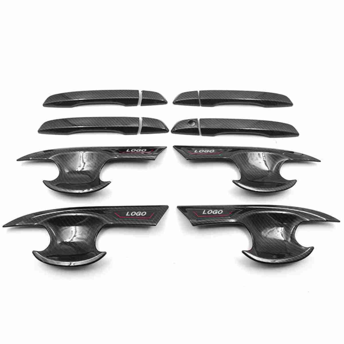 Car carbon fiber Door Handle Bowl Frame Cover Trim For Honda Civic 2016 to  2019 with logo - Thumbnail 2