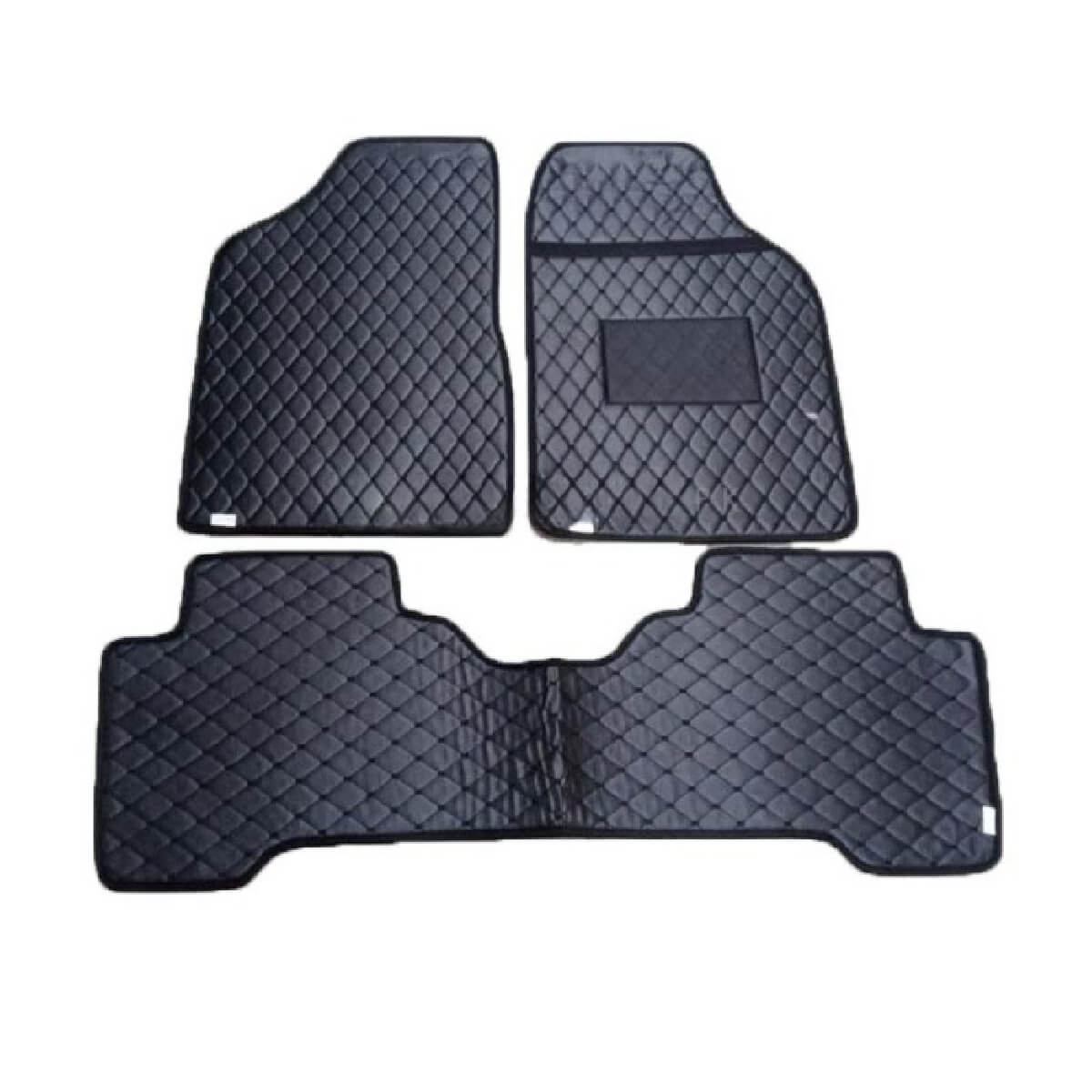 Alsvin 7D Eco Floor Mats Black Stitched Multi Color Thread 3 Pcs Model 2019 to2021 - Image 1