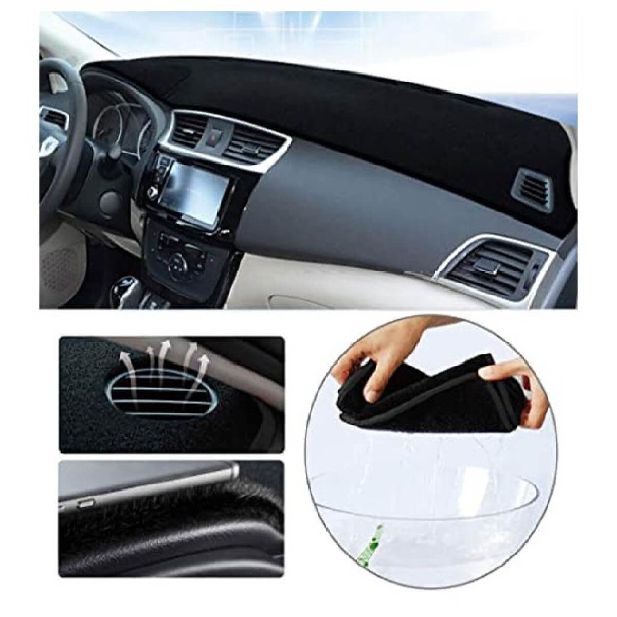 KIA Picanto Dashboard Carpet For Protection and Heat Resistance Black Model 2019 to2021 - Image 1