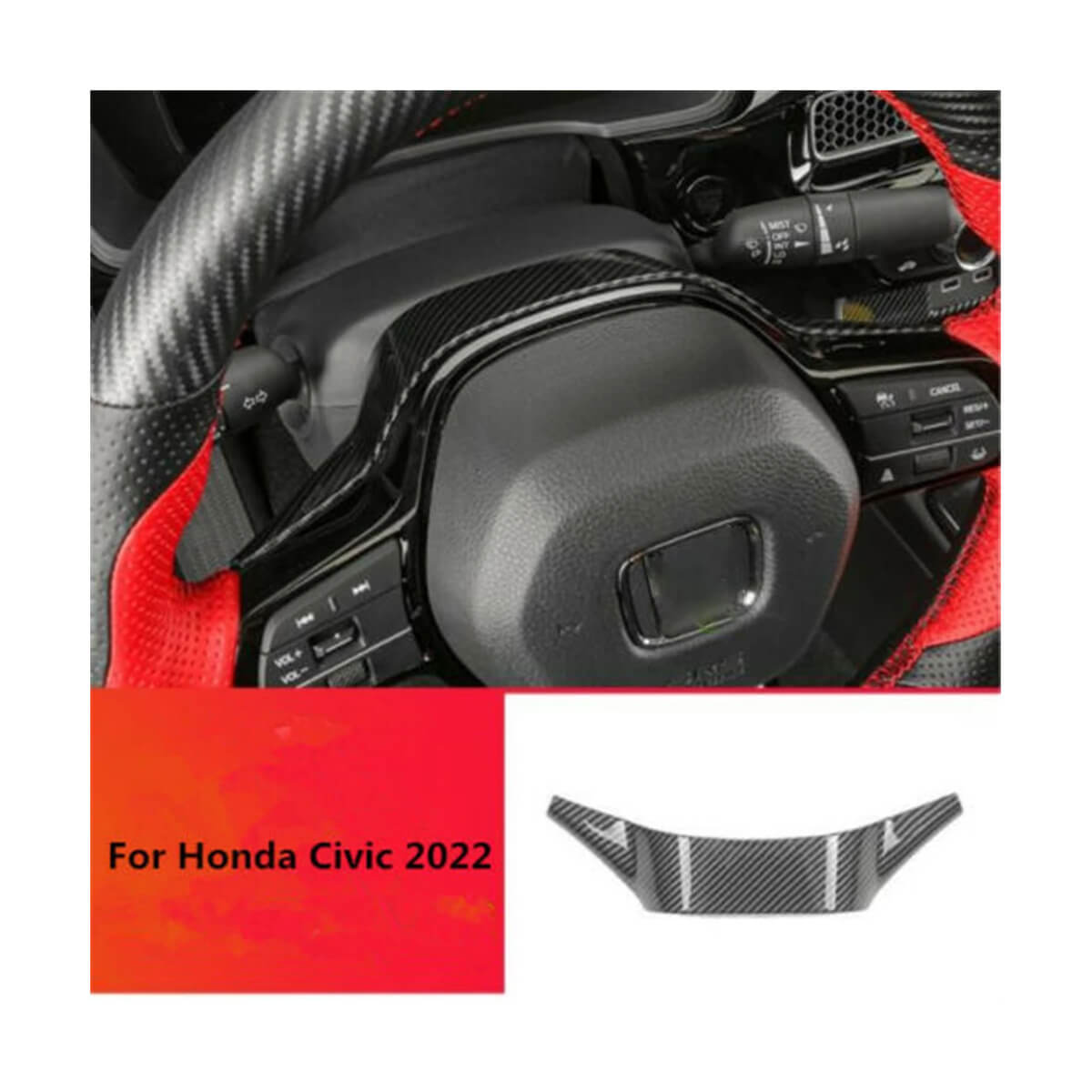 Honda Civic Sedan Car Steering Wheel Decoration Cover Trim Sticker Fit 2022 - Image 1
