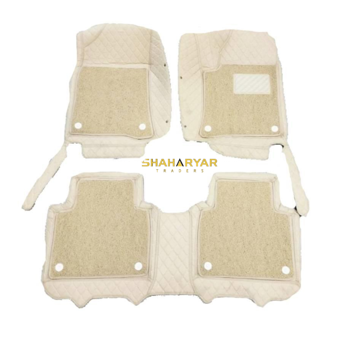 Proton X70 9D Floor Mats Beige With Beige Grass 3 Pcs - Model 2021-2022 - Image 1