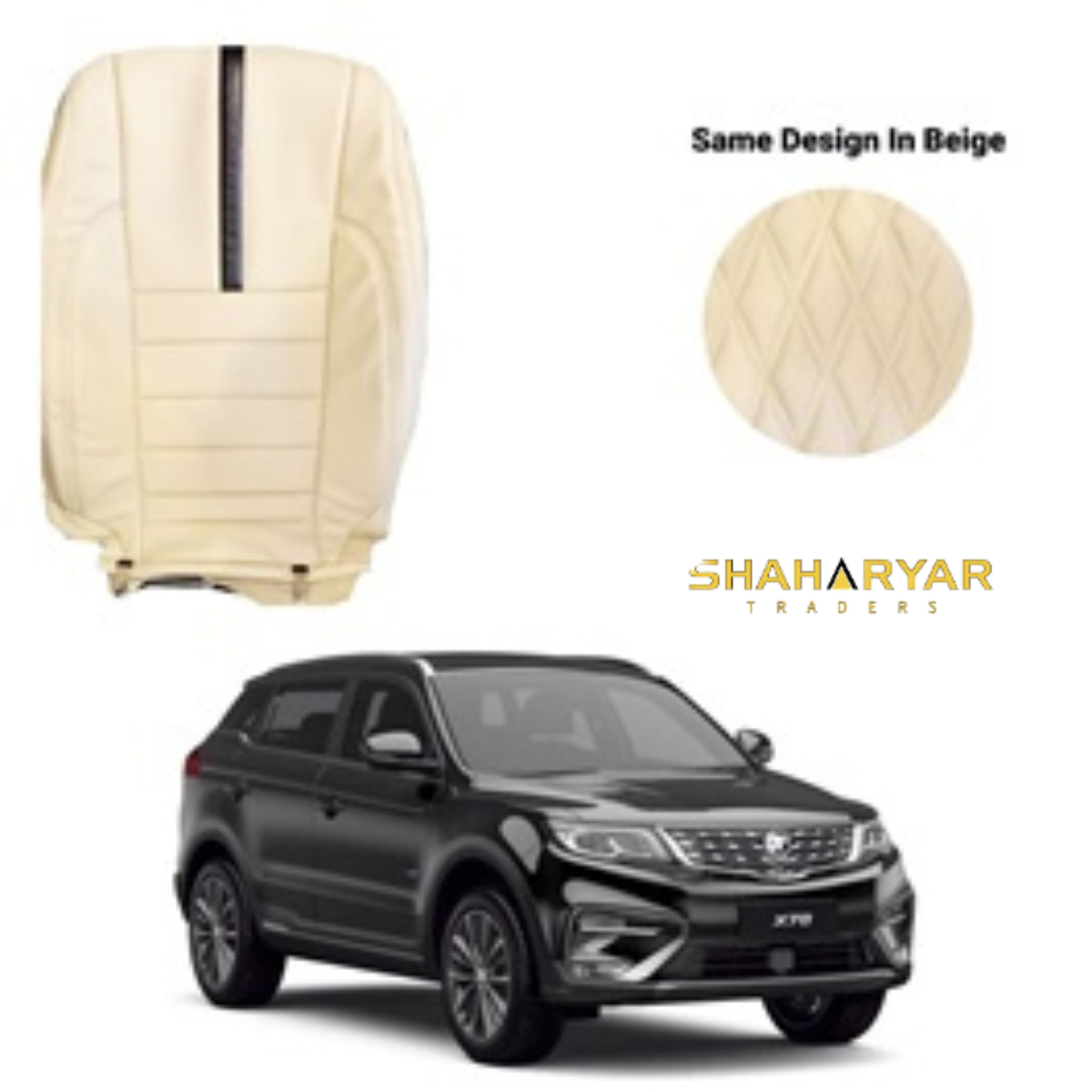 ProtonX70 Japanese Rexine Seat Covers Genuine Design Beige - Model 2021-2022 - Image 1