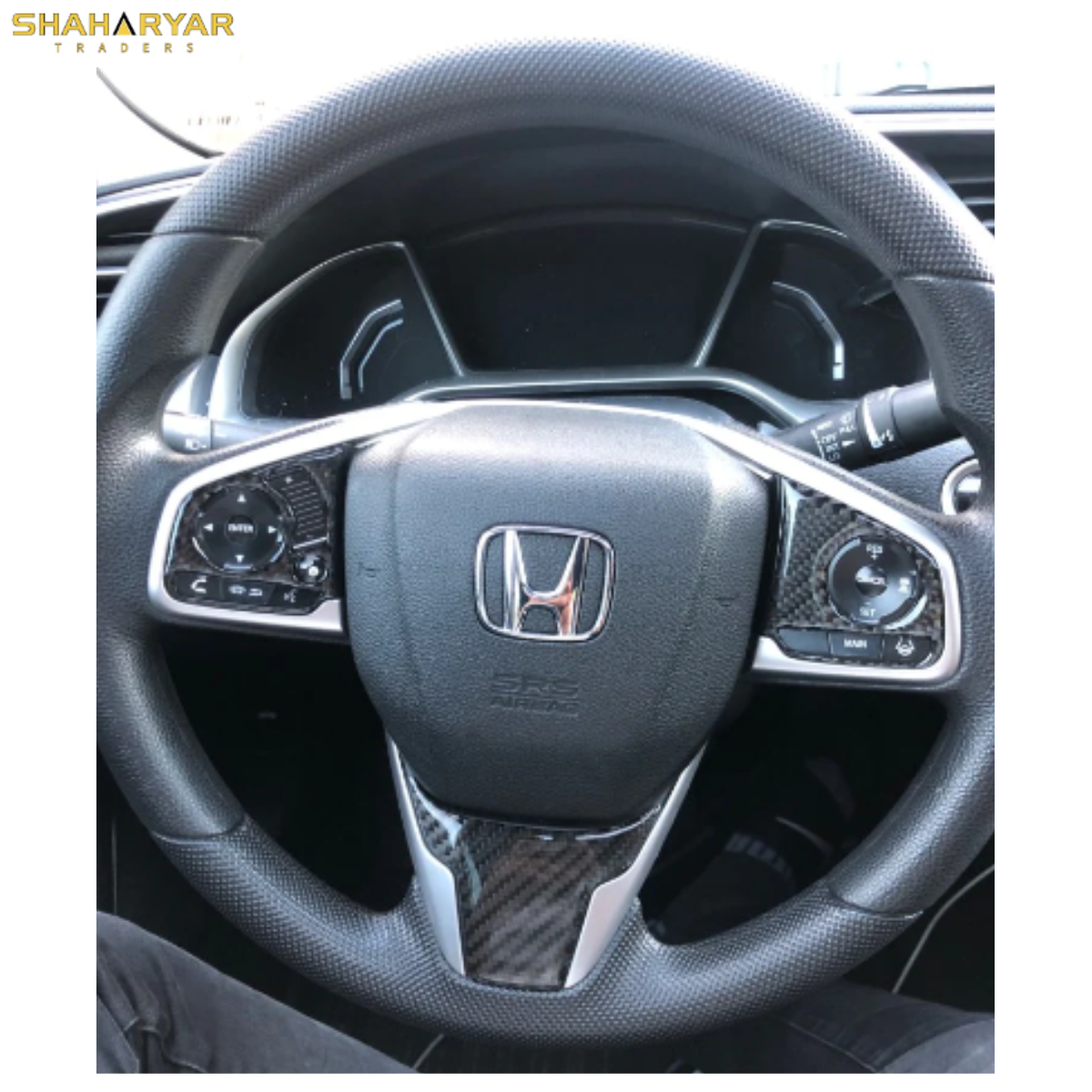 Honda Civic Carbon Fiber Steering V Trim - Model 2016-2021 - Image 1