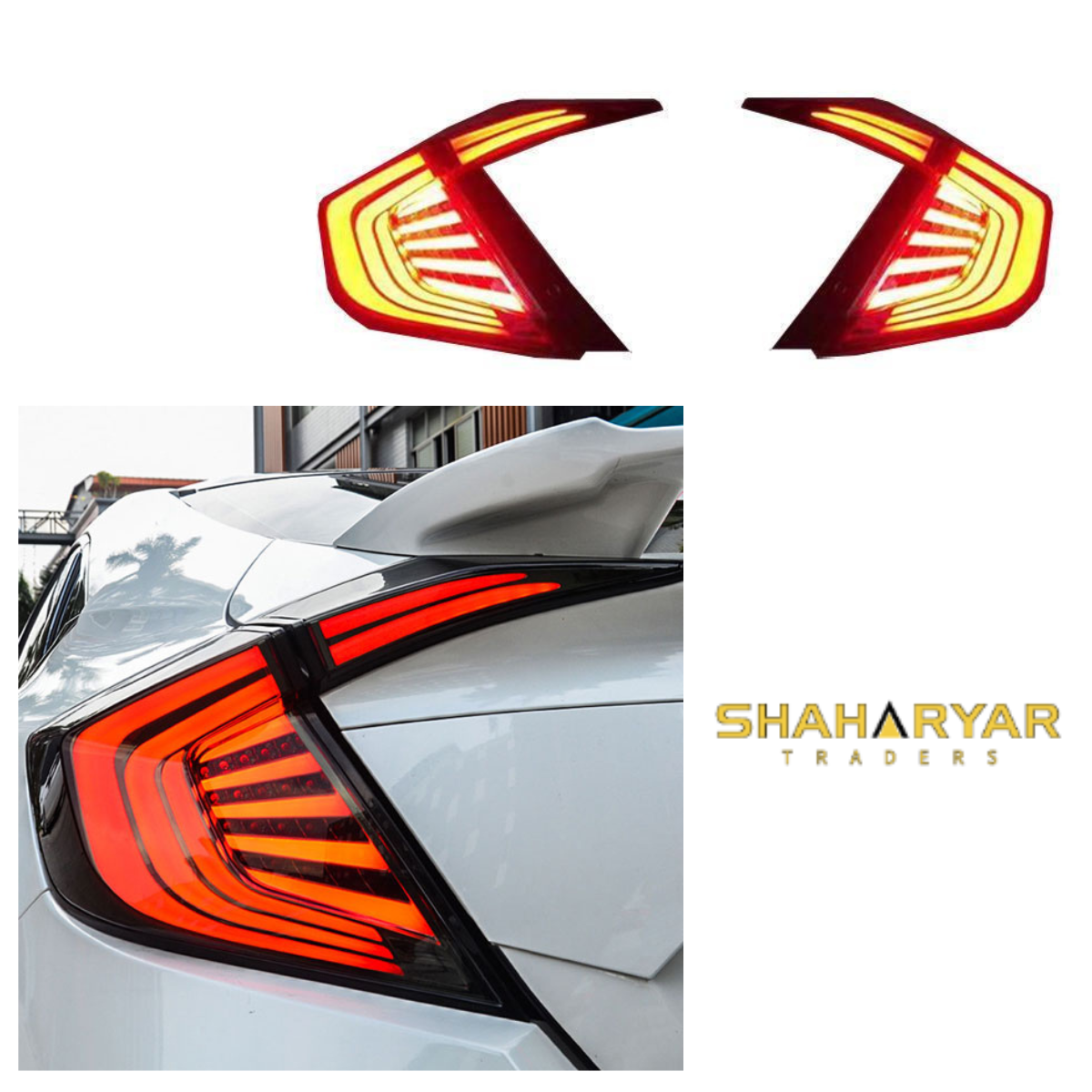 Honda Civic Lava Back Lamps Light Red - Model 2016-2021 - Image 1