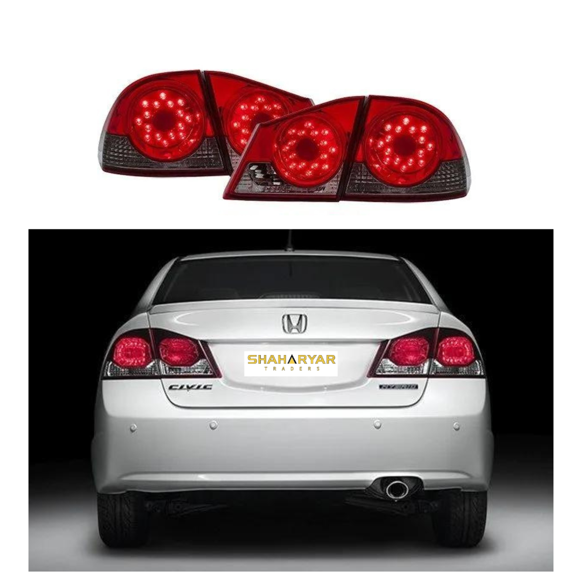 Honda Civic Back Lamps Lights Red Smoke - Model 2006-2012 - Image 1