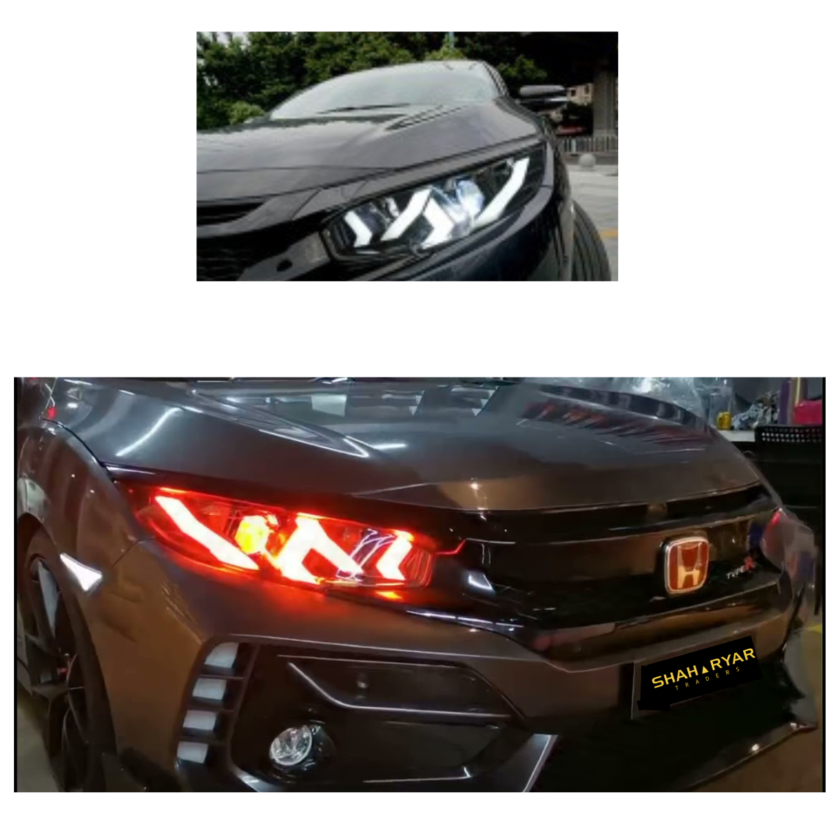 Honda Civic Lamborghini Style LED Head Lamps Pair - Model 2016-2021 - Thumbnail 2