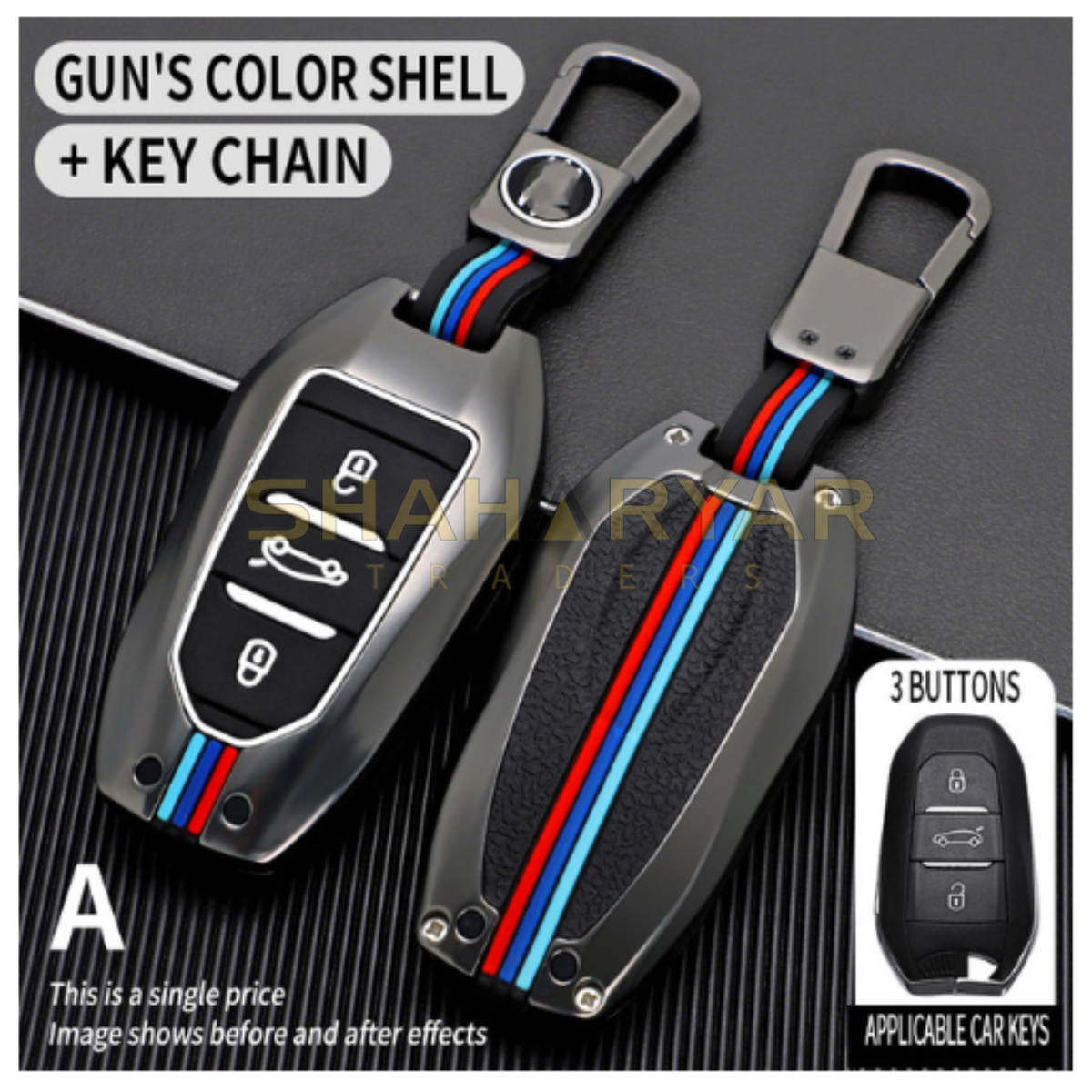 Peugeot new Key Cover with Metal Shell - Image 1