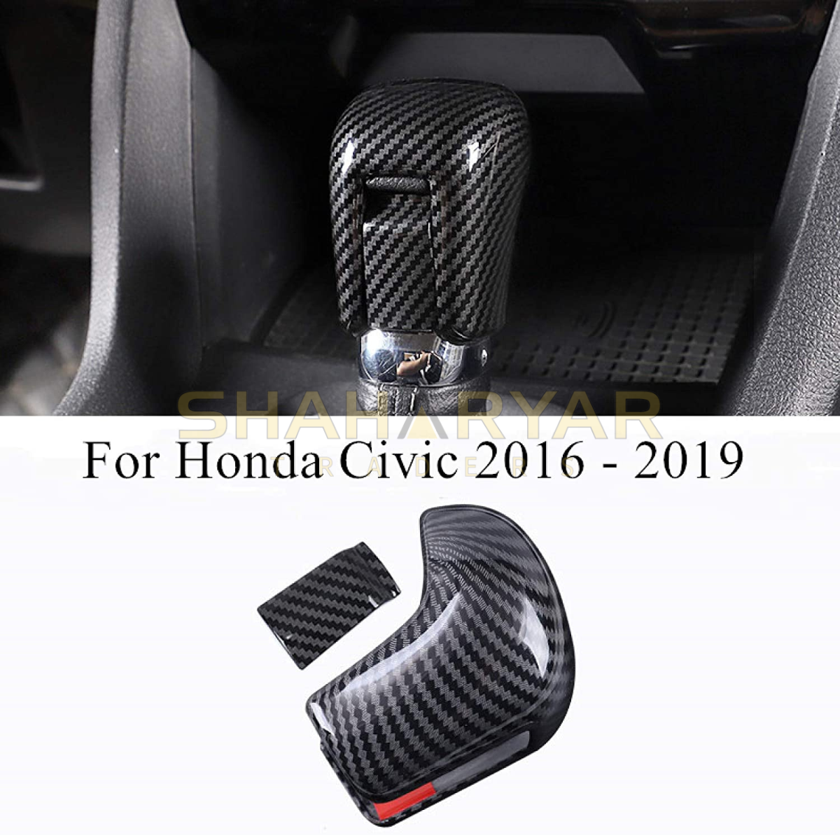 Honda Civic Carbon Fiber Gear Change Cover - Model 2016 to 2019 - Thumbnail 3