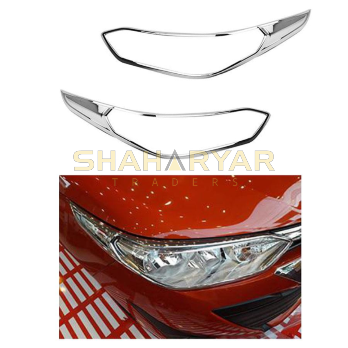 Toyota Yaris Front Headlight Chrome Cover - Model 2017 to 2021 - Image 1