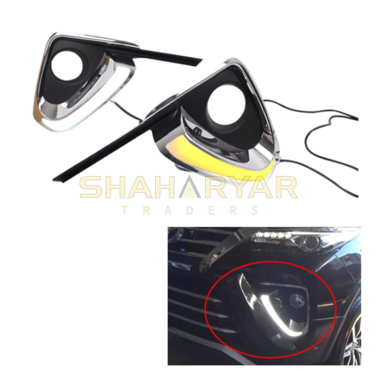 Toyota Fortuner Front Fog Lamps DRL Covers - Model 2016 to 2022 - Thumbnail 3