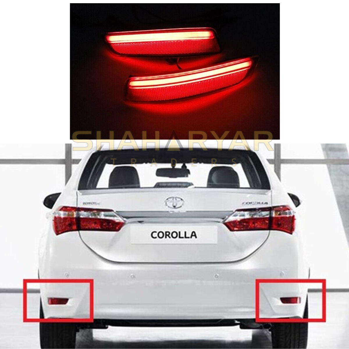 Toyota Corolla Back Bumper Reflector Turn Indicator and Brake LED Lights - Model 2014 to 2017 - Image 1