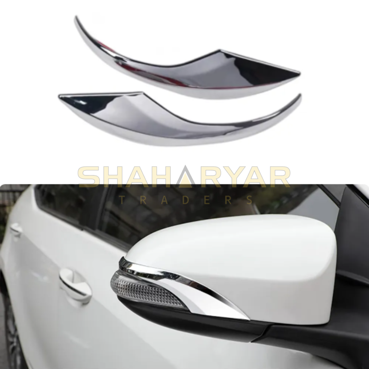 Toyota Corolla Side Mirror Chrome Trims - Model 2014 to 2022 - Image 1