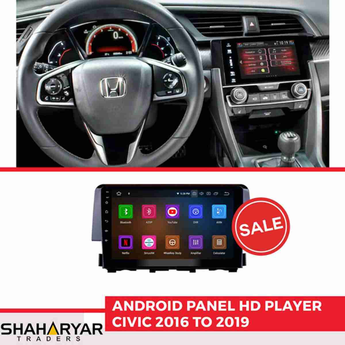 Honda Civic Model 2016 to 2019 Android Panel HD Player IPS Display Multimedia System - Thumbnail 3