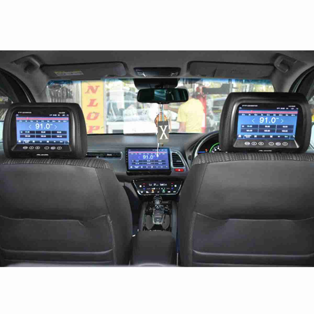 Dual Universal Vehicle Headrest Monitor - 7in Adjustable Almani Car Mount Multimedia Entertainment Display Screens for DVD Player and Video Games with Wireless IR Transmitter for Headphones - Thumbnail 4