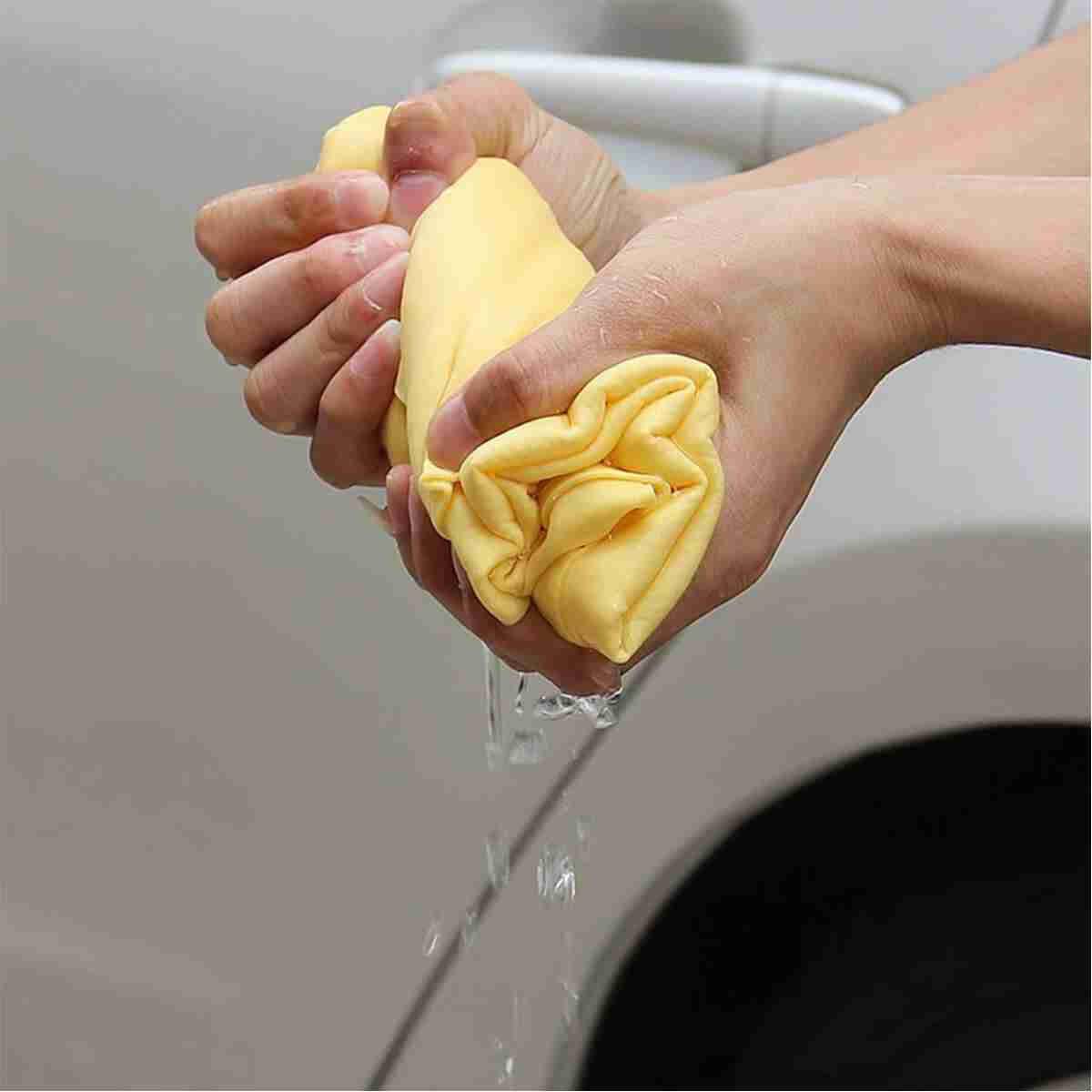 Chamois Leather Clean Cham - Wash Car / Furniture Cloth - Cleaning Towel Wipes Magic (Yellow) - Thumbnail 2