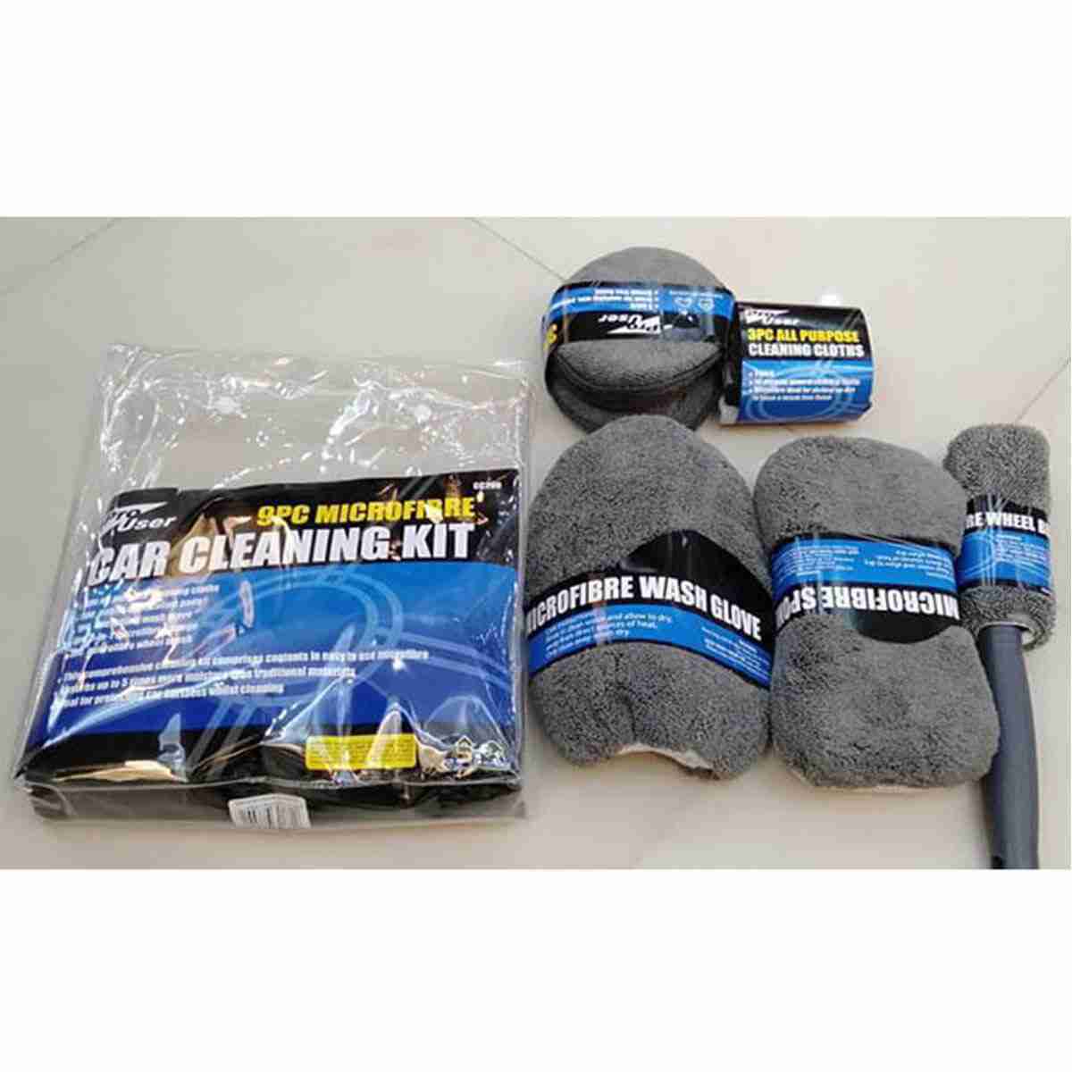 Car Wash Cleaning Microfiber Kit 9 Pieces - Detailing Products - Thumbnail 2
