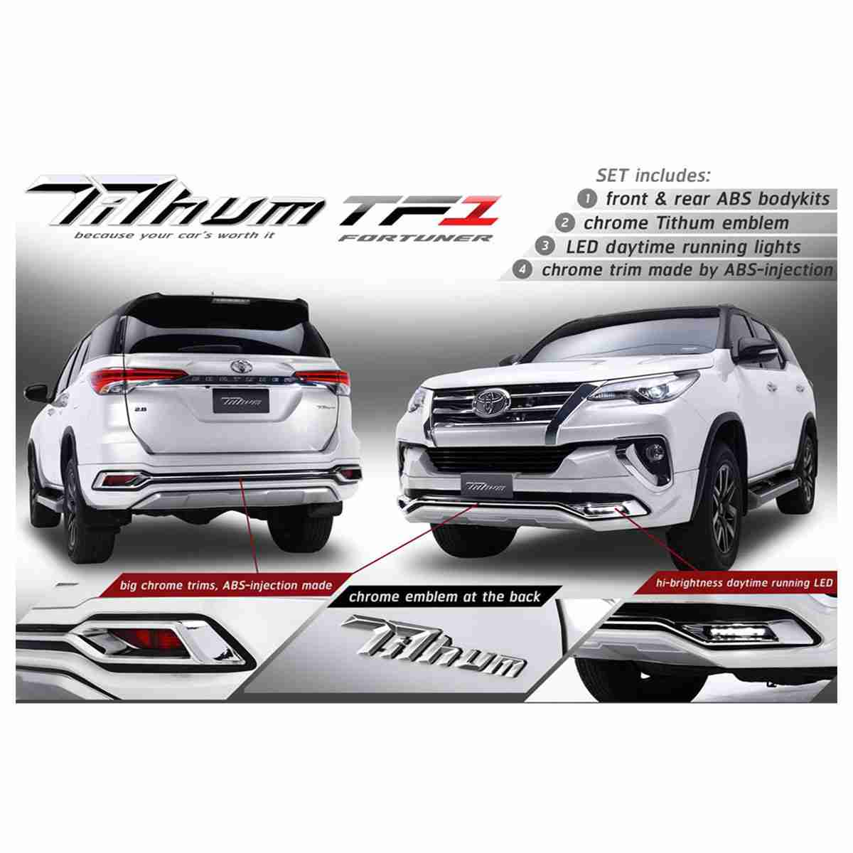 Toyota Fortuner 2017 to 2020 Tithum TF1 bodykit - Body Kit ABS Plastic Taiwan - Image 1