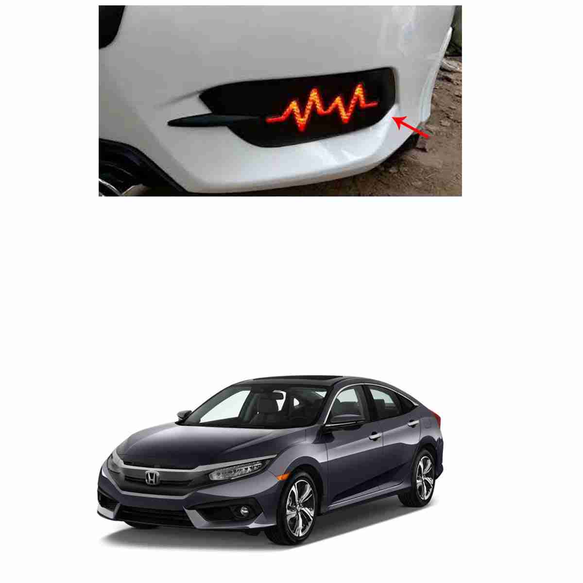 Back Bumper Reflector Led Light Heartbeat Style for Civic 2016 to 2019 - Thumbnail 2