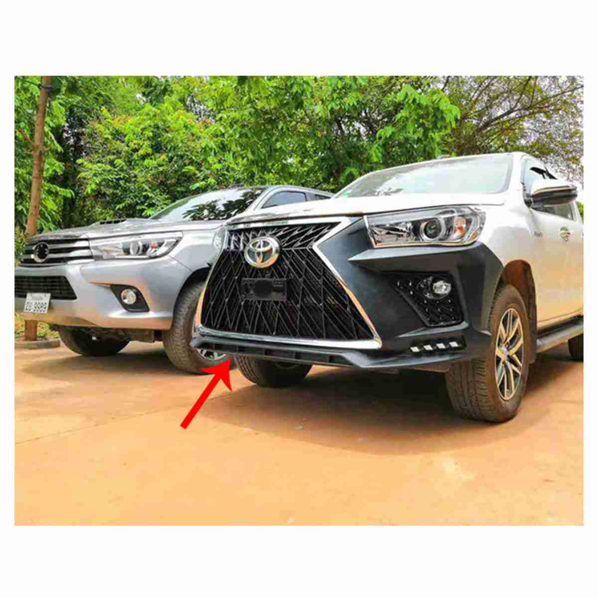 Toyota Hilux Revo 2016 to 2020 Front Bumper LX570 TRD Body Kit V1 Style 1Pcs - Thumbnail 2