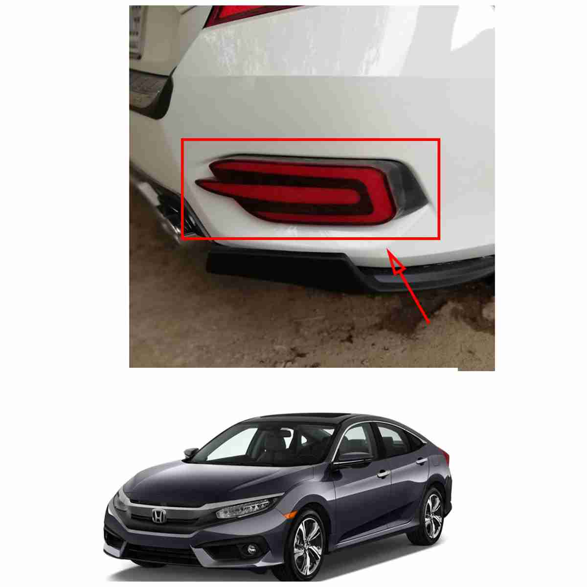 Back Bumper Reflector Led Lava for Civic 2016 to 2019 - Thumbnail 2
