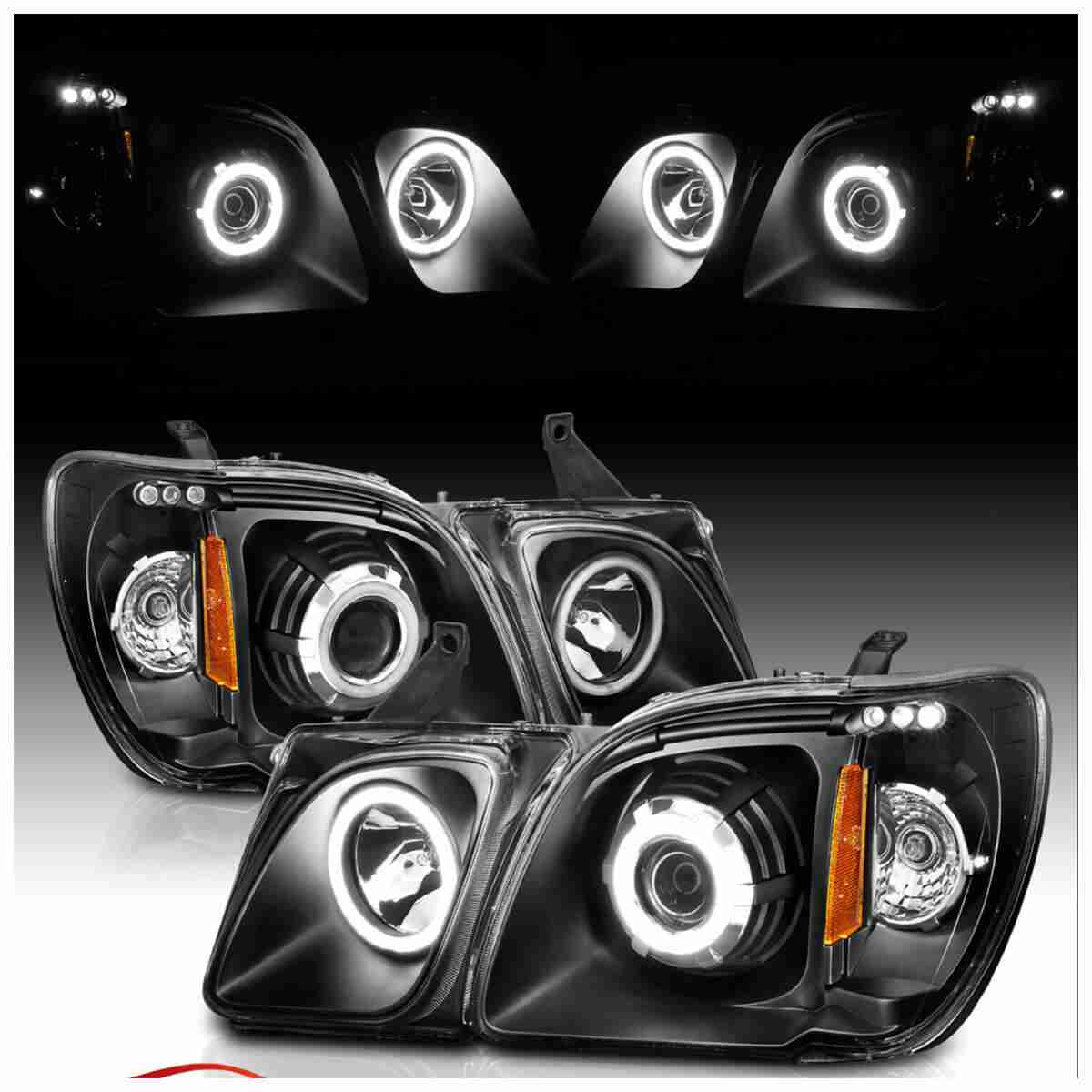 Projector Headlights Black For Lexus LX470 1998 to 2007 - Thumbnail 3