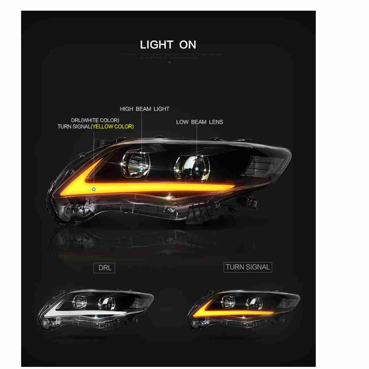NIKE Style Headlights for Toyota Corolla 2011 to 2014 - Thumbnail 2