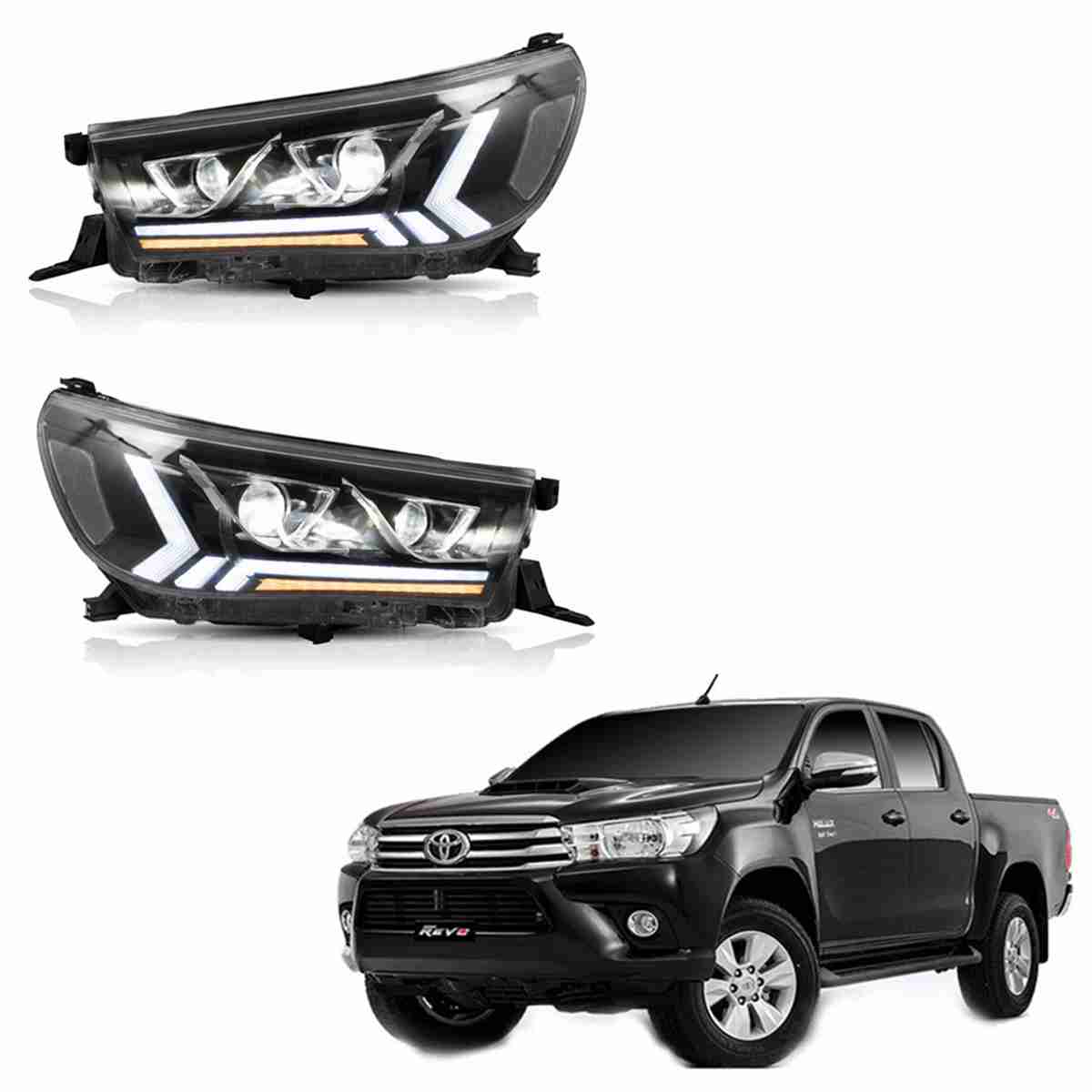 Front Head Lights Lexus Style for Toyota Hilux Revo 2016 to 2020 - Thumbnail 2