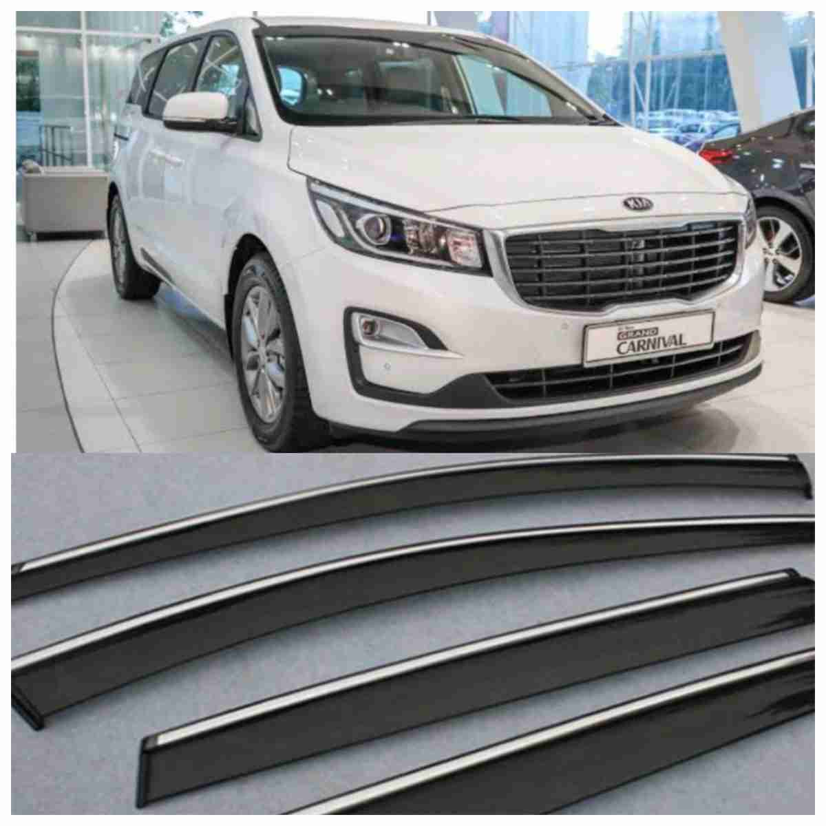 Kia Grand Carnival - Black Tinted Chrome Trim Air Press - Door Window Visor - Vent Shade - Sun Guard TXR - Image 1