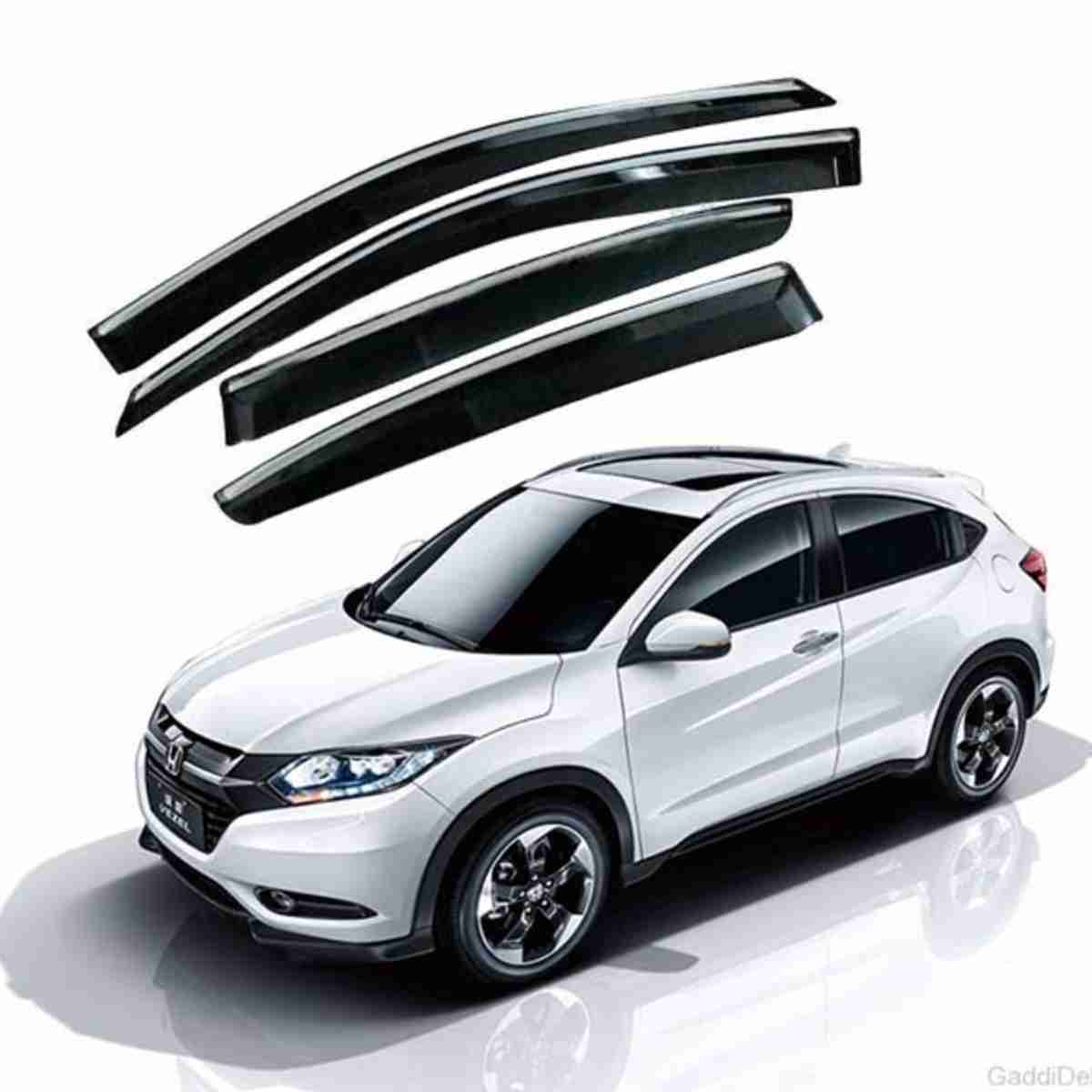 Honda Vezel - Black Tinted Chrome Trim Air Press - Door Window Visor - Vent Shade - Sun Guard - Image 1