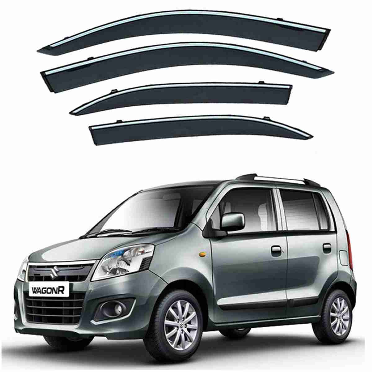 Suzuki Wagon R 2014 to 2020 - Black Tinted Chrome Trim Air Press - Door Window Visor - Vent Shade - Sun Guard - Image 1