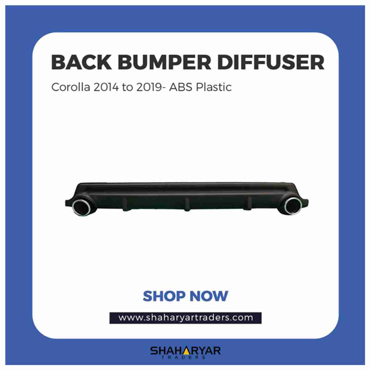 Back Bumper Diffuser Corolla 2014 to 2019 - Image 1