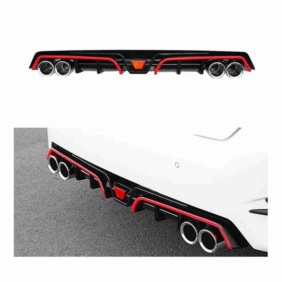 Civic 2016 to 2019 Back Bumper Diffuser in Mugen Style - Thumbnail 3