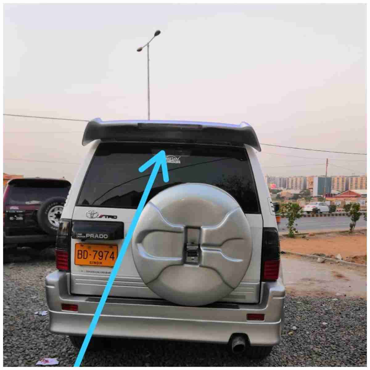 Toyota Prado FJ90 - Back - Rear Roof Spoiler Cover Wing Trunk ABS Plastic Silver Color - Image 1