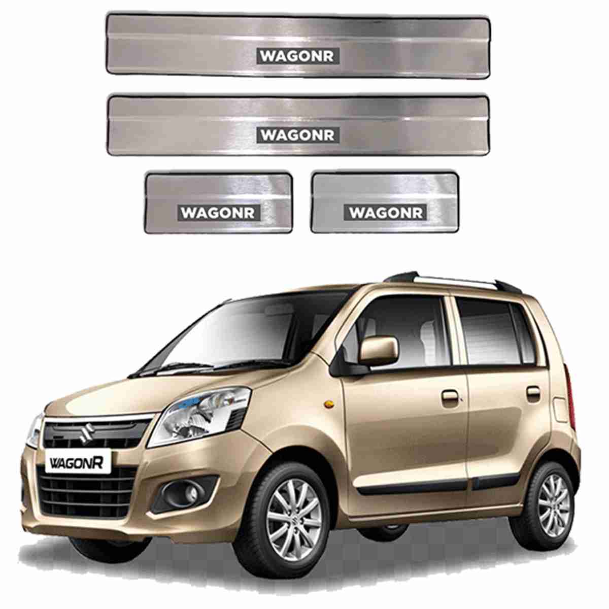 LED Door Sill Protector Plates - Door Sill Scuff Plate Cover Trim - 4 Pcs for Suzuki Wagon R 2014 to 2020 - Image 1