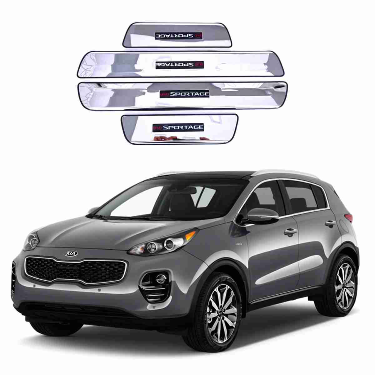 LED Door Sill Protector Plates - Door Sill Scuff Plate Cover Trim - 4 Pcs for KIA Sportage 2019 to 2020 - Image 1