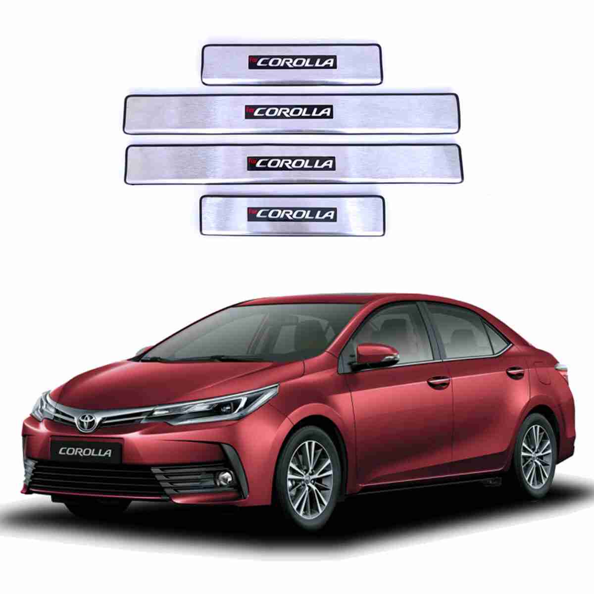 LED Door Sill Protector Plates - Door Sill Scuff Plate Cover Trim Style A - 4 Pcs for Toyota Corolla 2017 to 2020 - Image 1