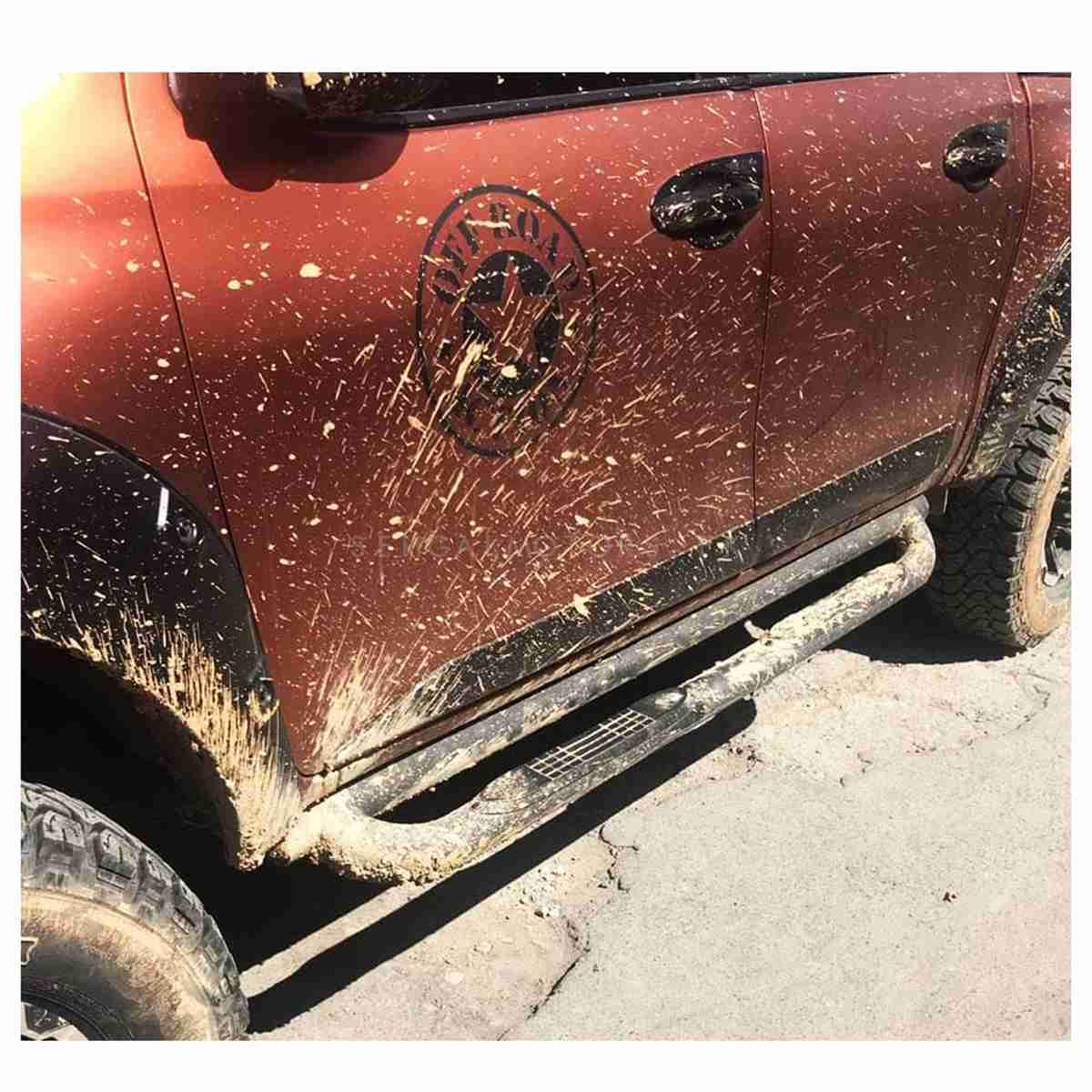 Side Step Metal Rod Style Foot Rest Black Toyota Hilux Revo 2016 to 2021 - Image 1