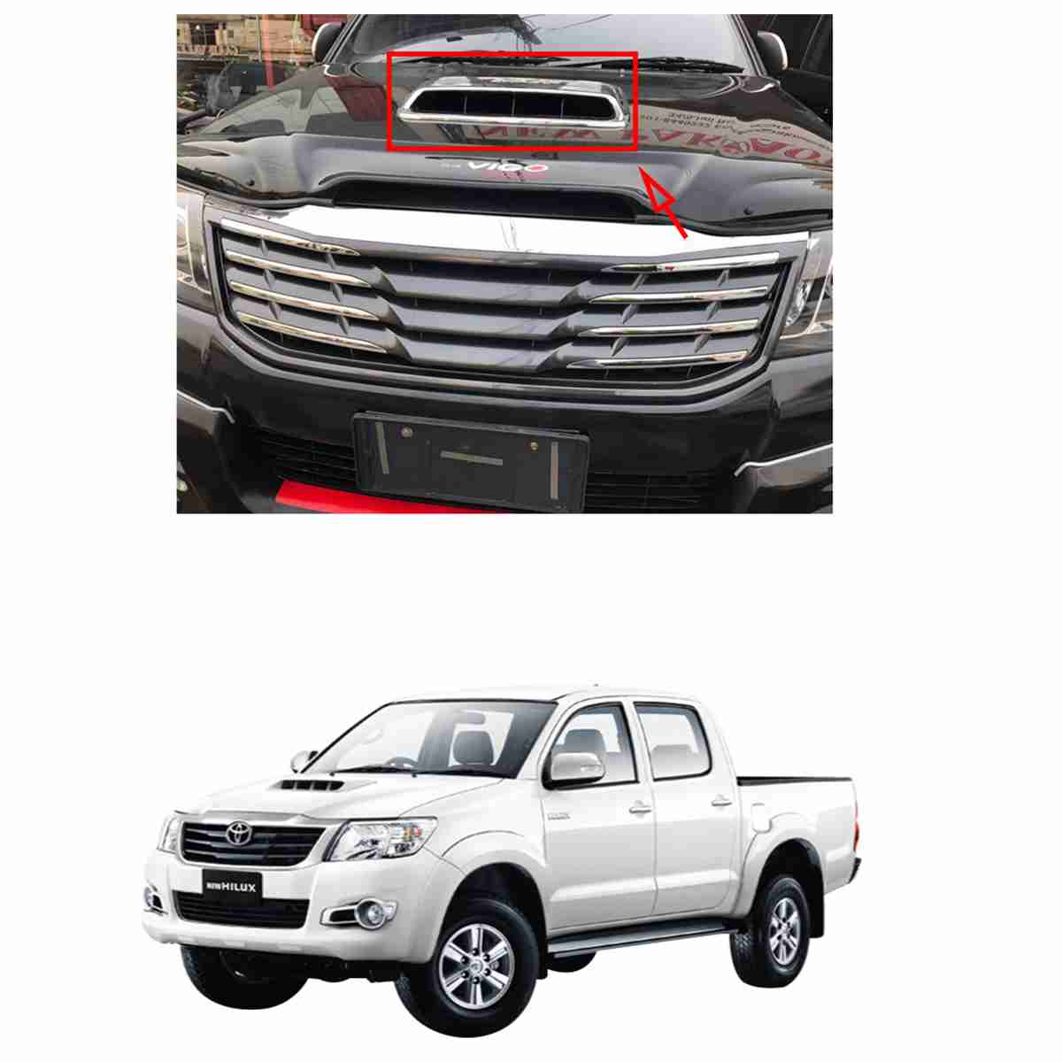 Toyota Hilux Vigo 2005 to 2016 - Bonnet Scoop Chrome - Image 1