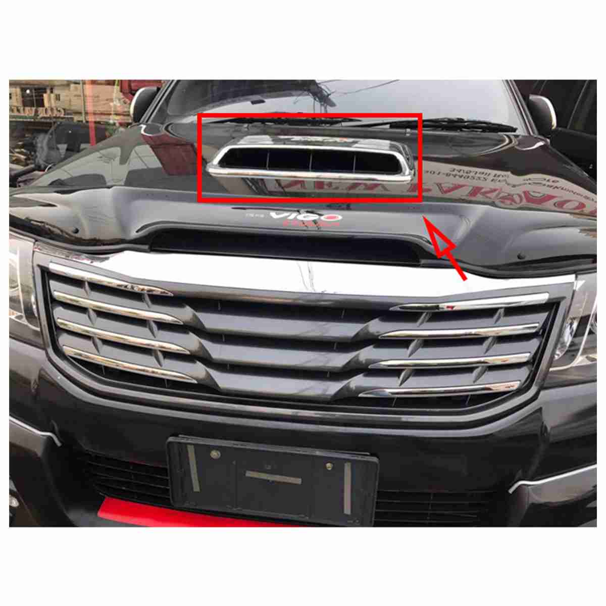 Toyota Hilux Vigo 2005 to 2016 - Bonnet Scoop Chrome - Thumbnail 2