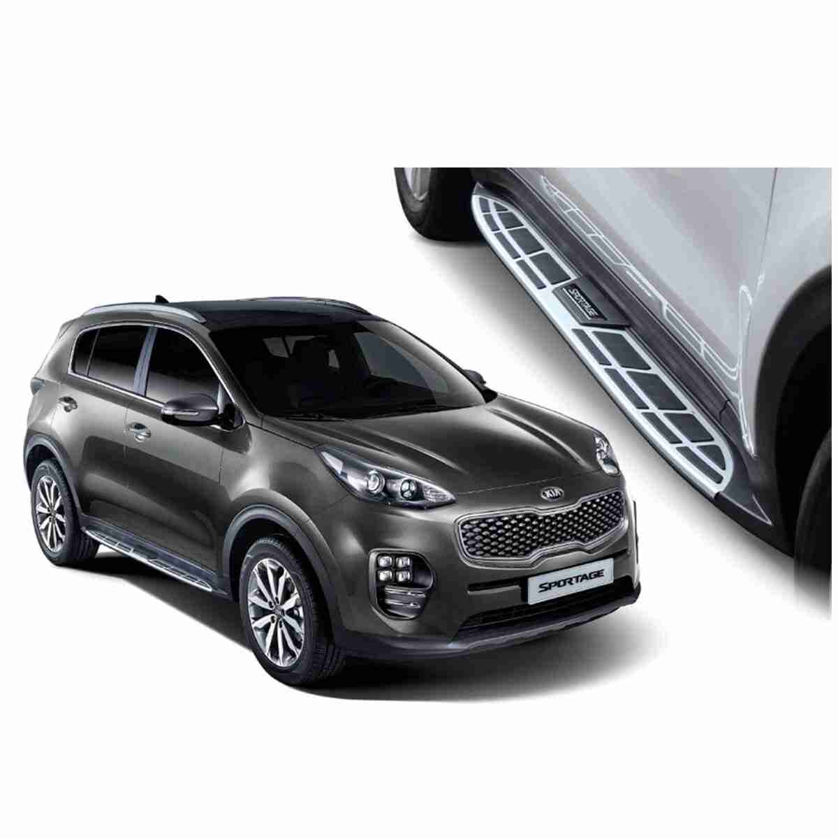 Side Steps Running Boards Nerf Bars Aluminum Rails Version 1 for KIA Sportage 2019 to 2020 - Thumbnail 2