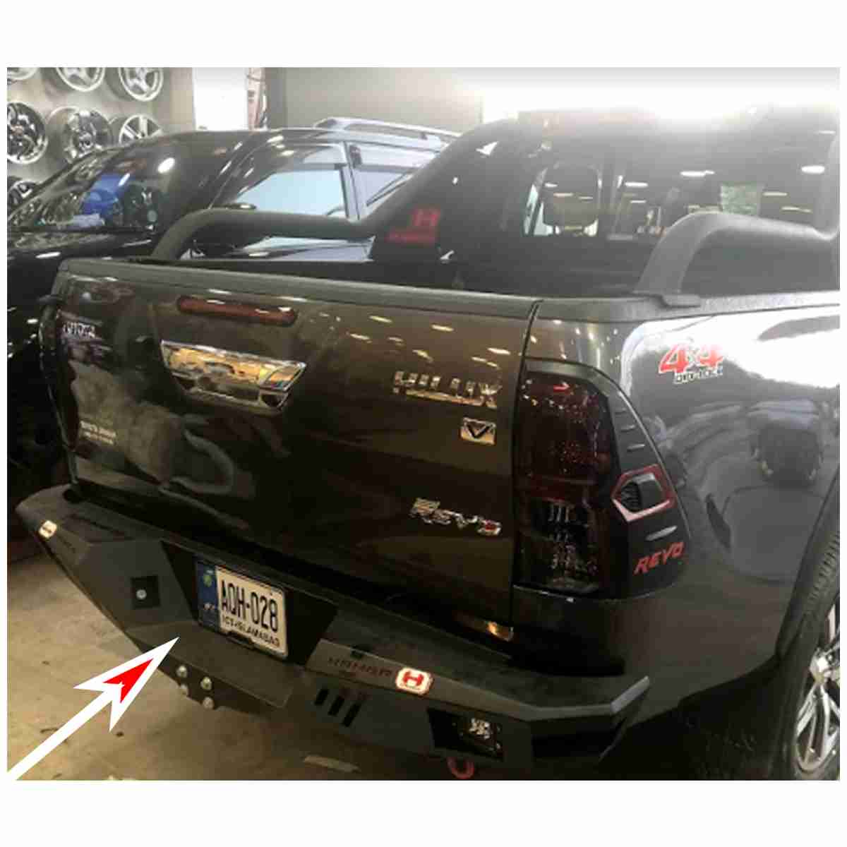 Toyota Hilux Revo 2016 to 2020 - Hamer 4x4 Rear Bumper - Bumper Guard Steel Matte Black Version 2 - Thumbnail 2