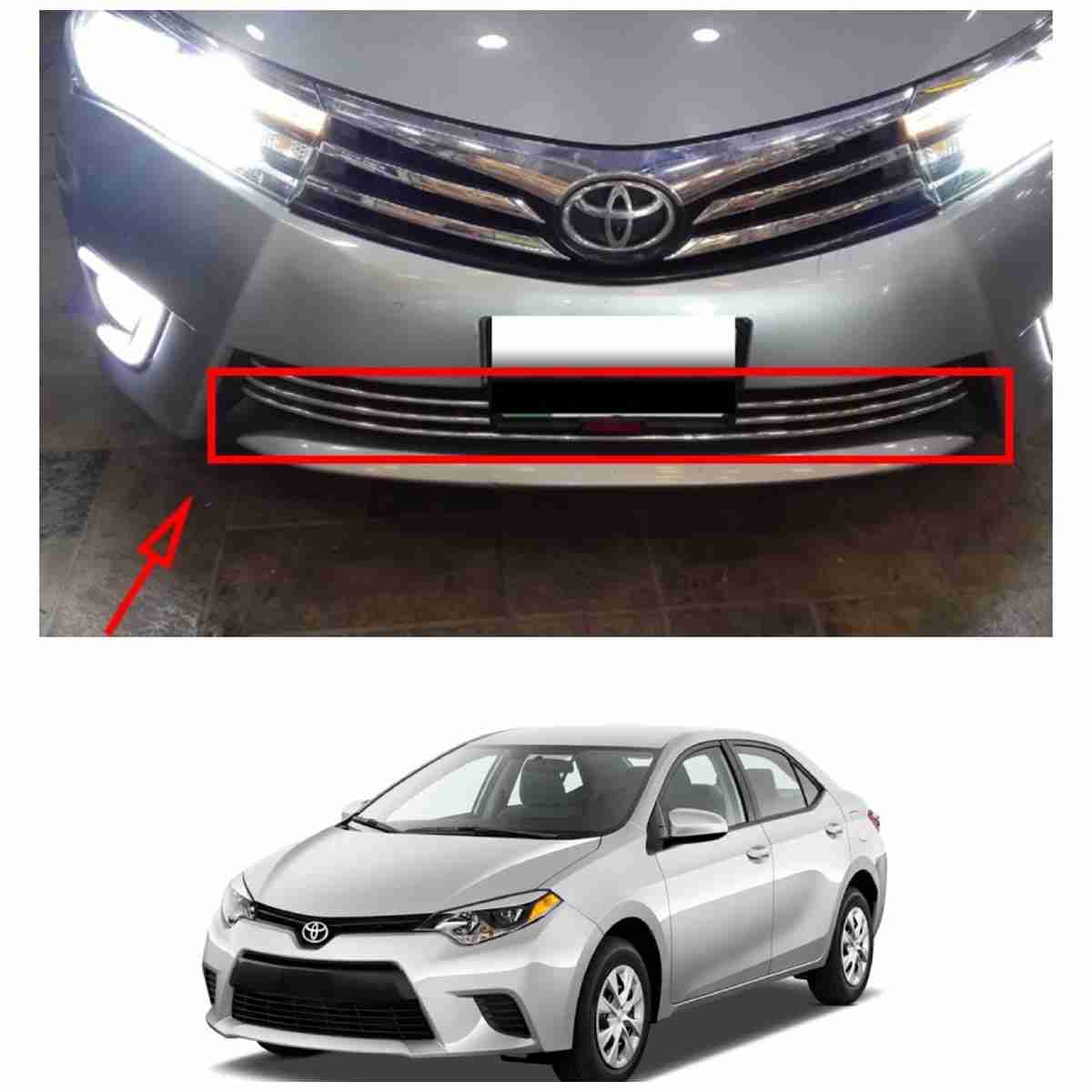 Corolla 2014 to 2017 Front Chrome Down Grill 3 Pcs - Thumbnail 2