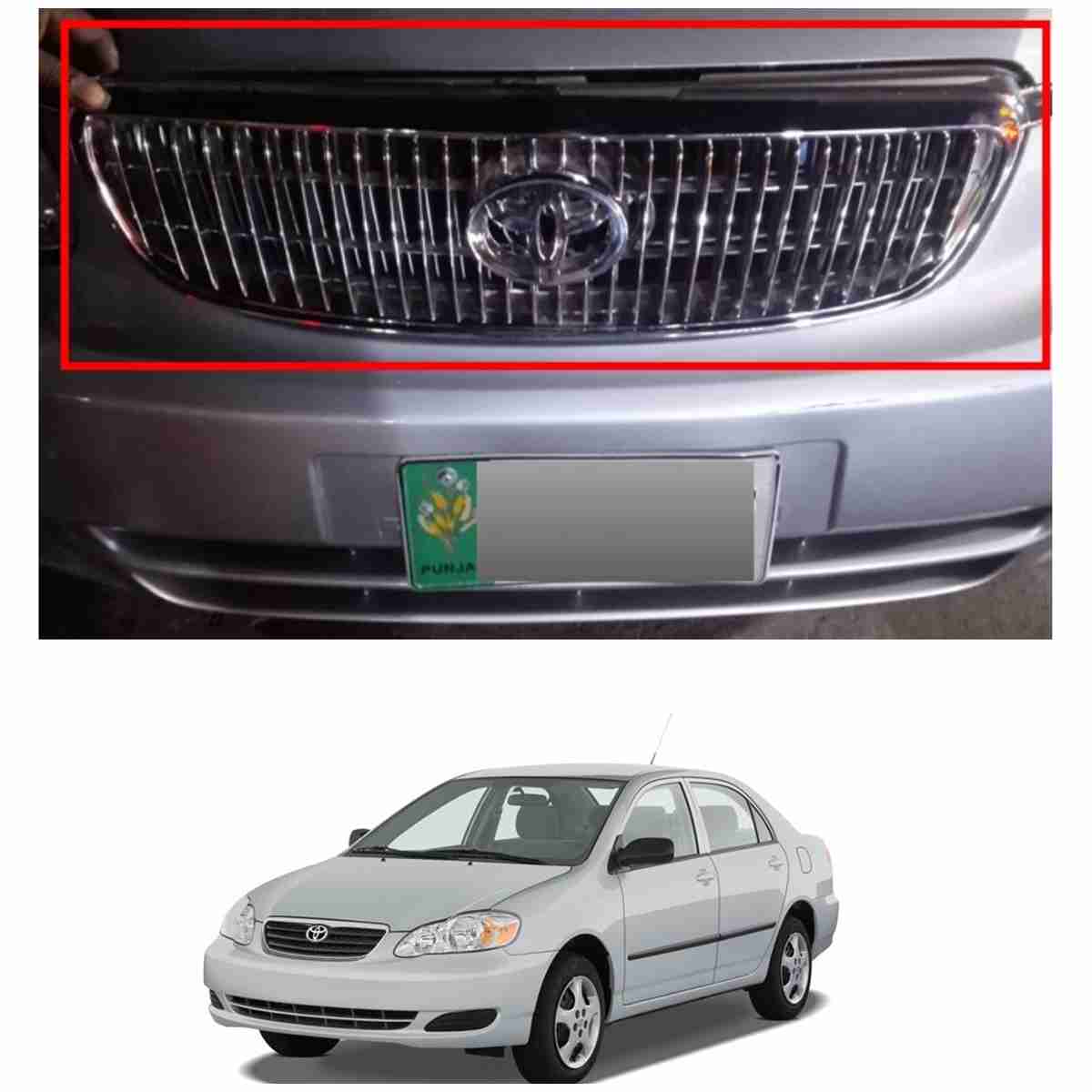 Corolla 2002 to 2008 Front Chrome Grill - Thumbnail 2