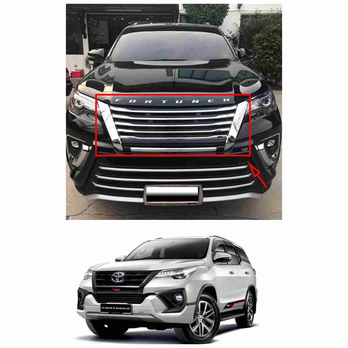 Front Grill Chrome Black Taiwan for Toyota Fortuner 2017 to 2020 - Thumbnail 2