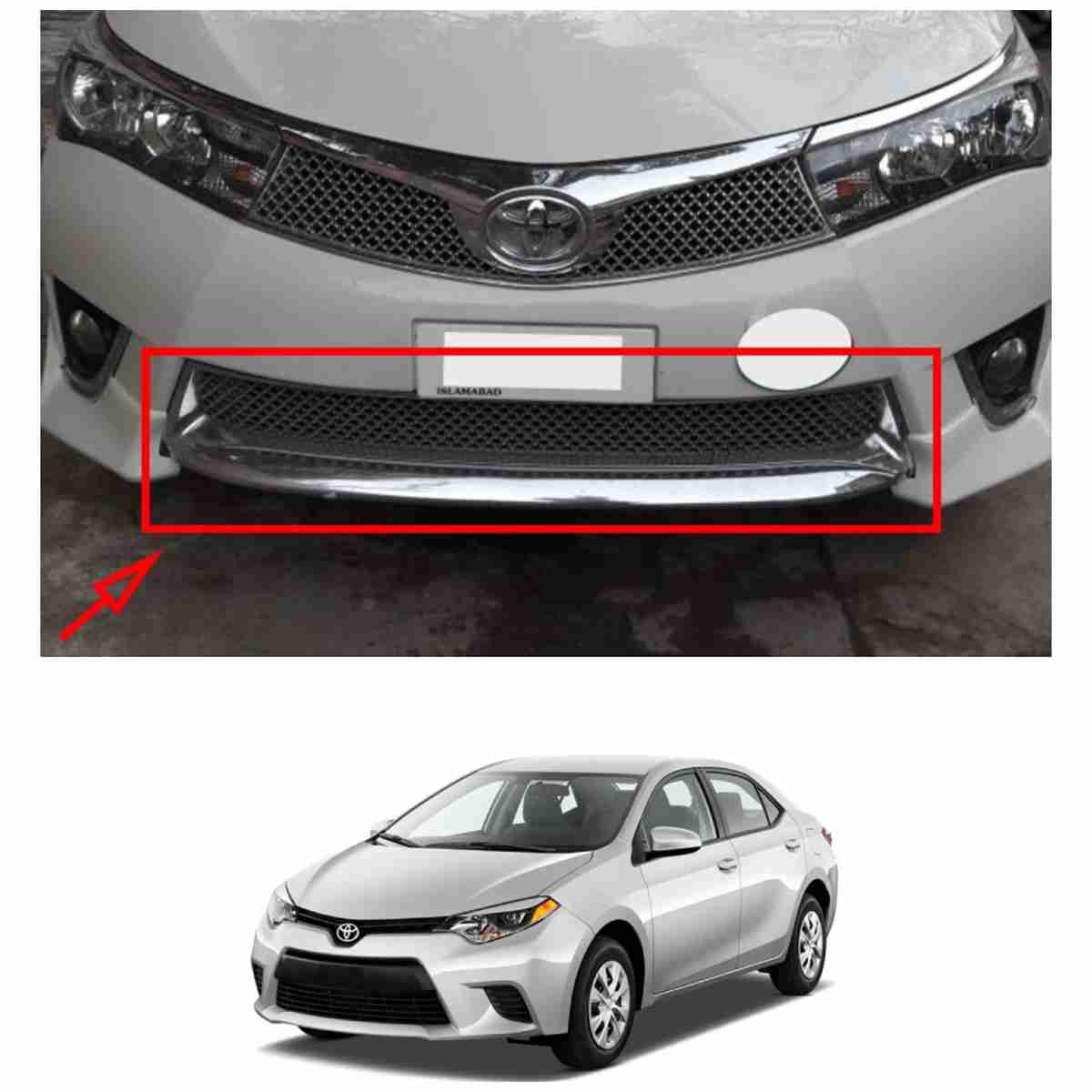 Corolla 2014 to 2017 Front Grill Chrome Mesh 2Pcs - Thumbnail 2