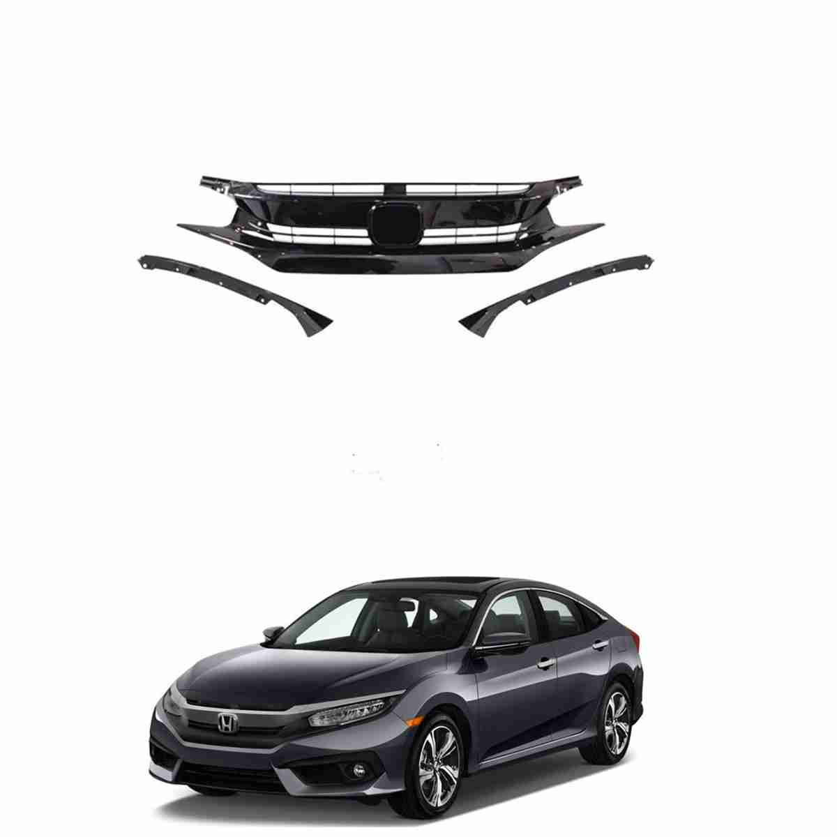 Honda Civic 2016 to 2020 Front Grill RS Turbo Honda - Thumbnail 3
